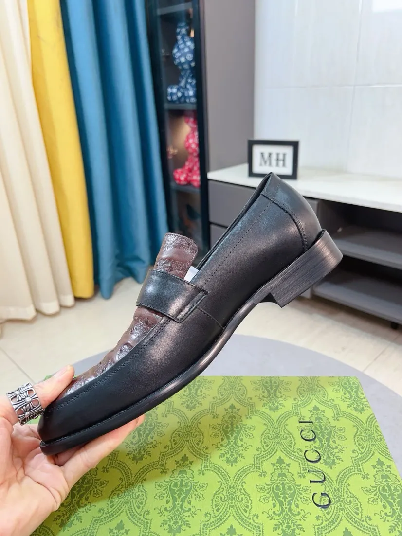 Men's shoes 💰500🌹🌹[GUCCI Gucci] A new style of formal men's leather shoes is coming ~ The original quality upper is made of Italian cowhide➕The leather is soft and delicate, comfortable and soft. The top layer of genuine leather, rubber wear-resistant outsole, the shoe shape is dignified and domineering, and the luxury charm is not concealed! The natural and free nouveau riche leads the trend. Code number: 38-44